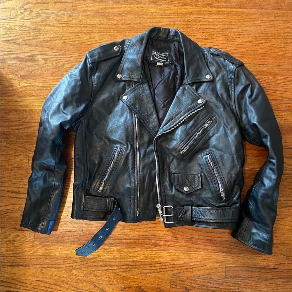Mens Size 40 Genuine Leather Motercycle Jacket